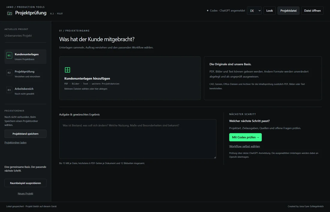 Projektprüfung – echte App-Aufnahme